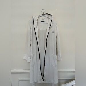 Ralph Lauren Bathrobe terry cloth white with navy trim